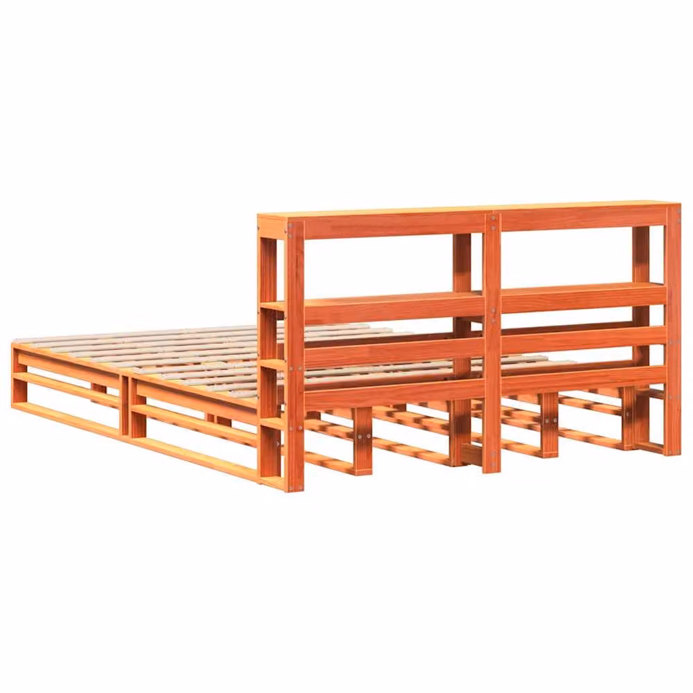 Berkfield Home Solid Wood Decorative Bed Frame in Wax Brown, W/D/H: 150 x 200 cm – 3