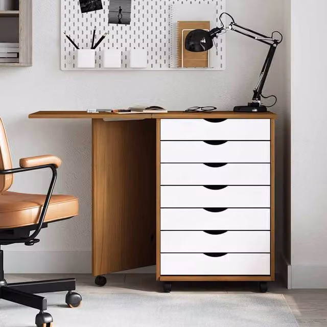 Berkfield Home Moss Rolling Cabinet with Desk in Honey Brown Solid Wood Pine