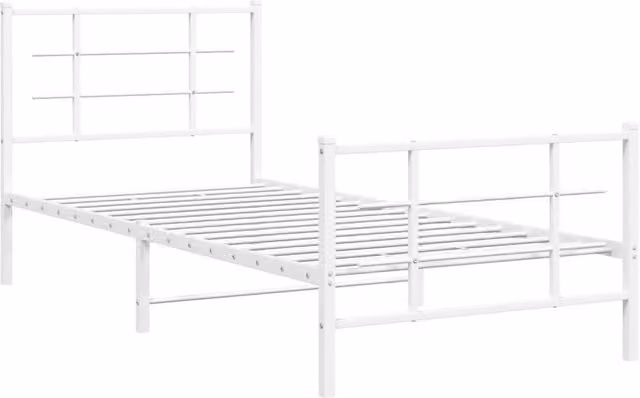 Berkfield Home Metal Bed Frame with Footboard in White, W/D/H: 90 x 190 x 95 cm – 1