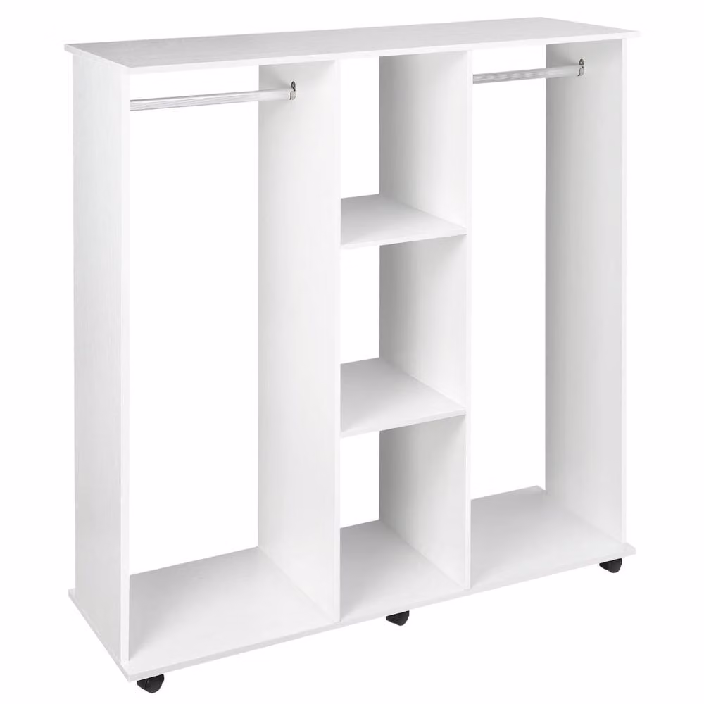 Wyld Haus Belario White Double Open Wardrobe with Shelves, W/D/H: 128.0 x 40.0 x 40.0 cm – 2