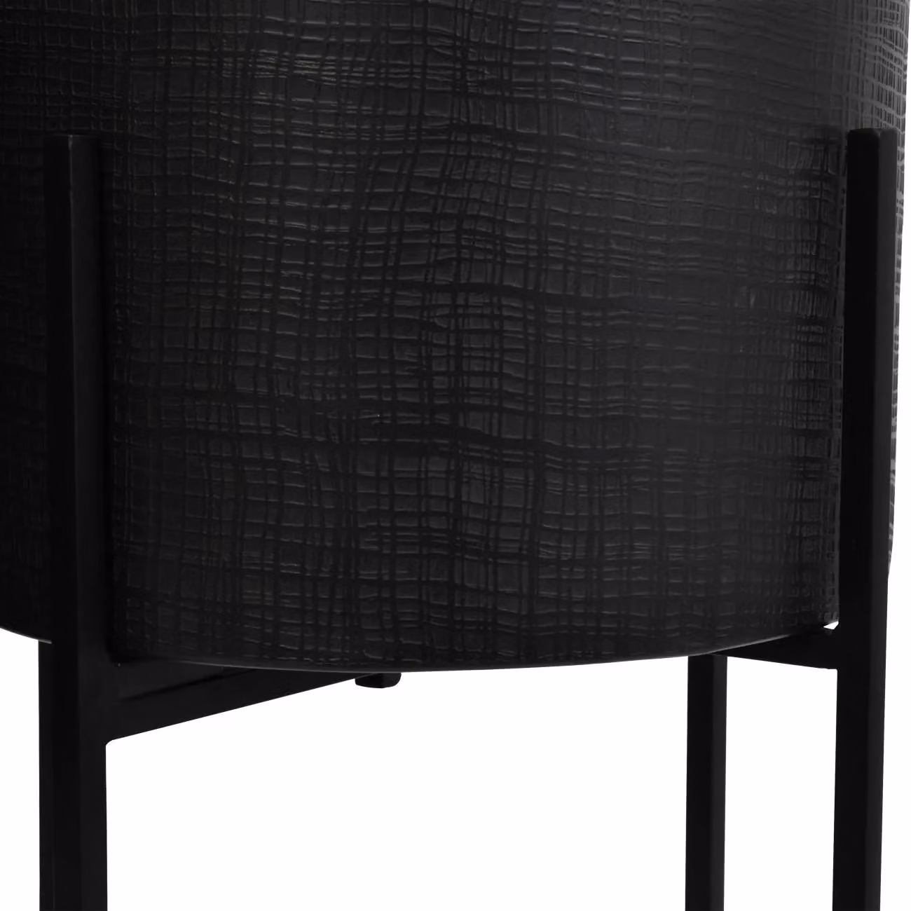 Libra Interiors Clyde Set of 2 Modern Round Metal Floor Standing Planters in Matt Black – 5