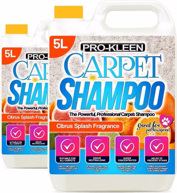 ProKleen Carpet Cleaning Shampoo Odour Remover with Citrus Fragrance, 2 x 5L – 1