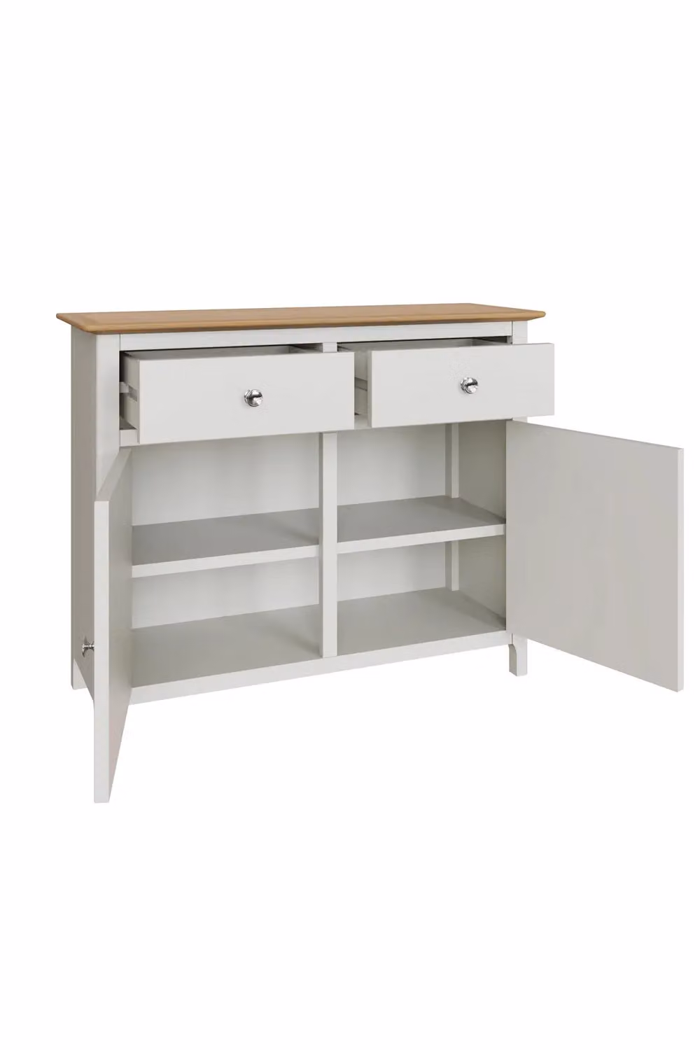 FWStyle Oak Sideboard with 2 Doors and 2 Drawers in Cream Linen – 3
