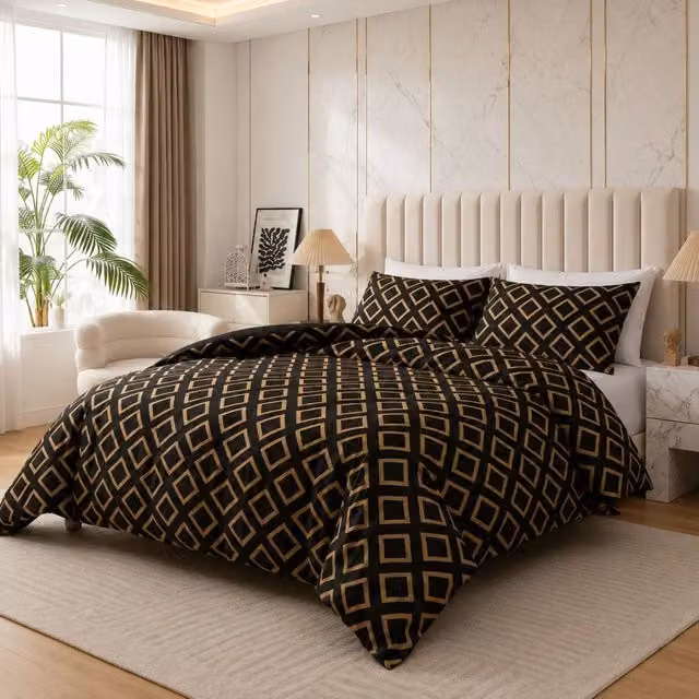 Grace Bedding Premium Soft Microfibre Duvet Cover and Pillowcase Set in Gold, King Size, W x H: 180 x 200 cm – 1