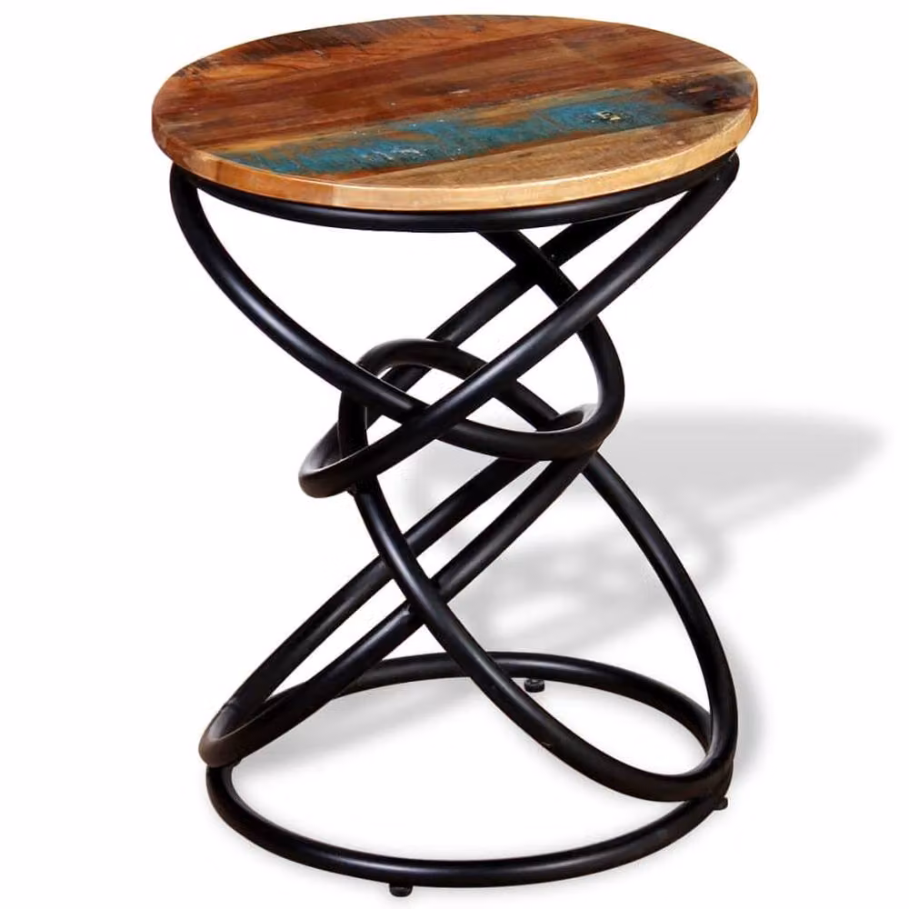 Berkfield Home End Table in Brown Multicolour Solid Reclaimed Wood – 2