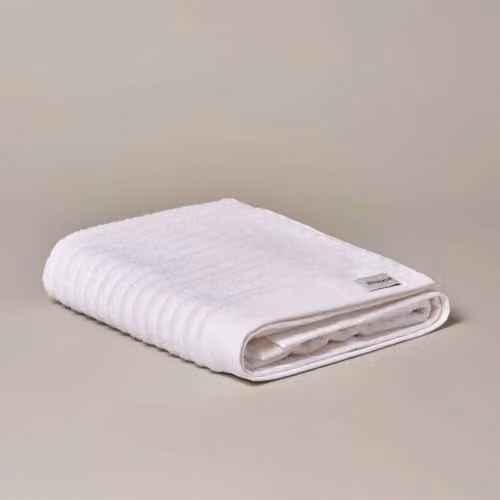 Misona Organic GOTS Cotton Luxury Ribbed Bath Sheet, White, W: 100 cm, L: 150 cm, 650GSM