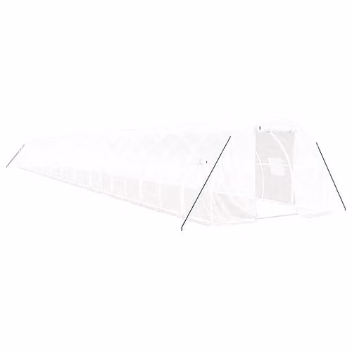 vidaXL Greenhouse with White Steel Frame, 72 m2, W: 24 m, D: 3 m, H: 2 m – 1