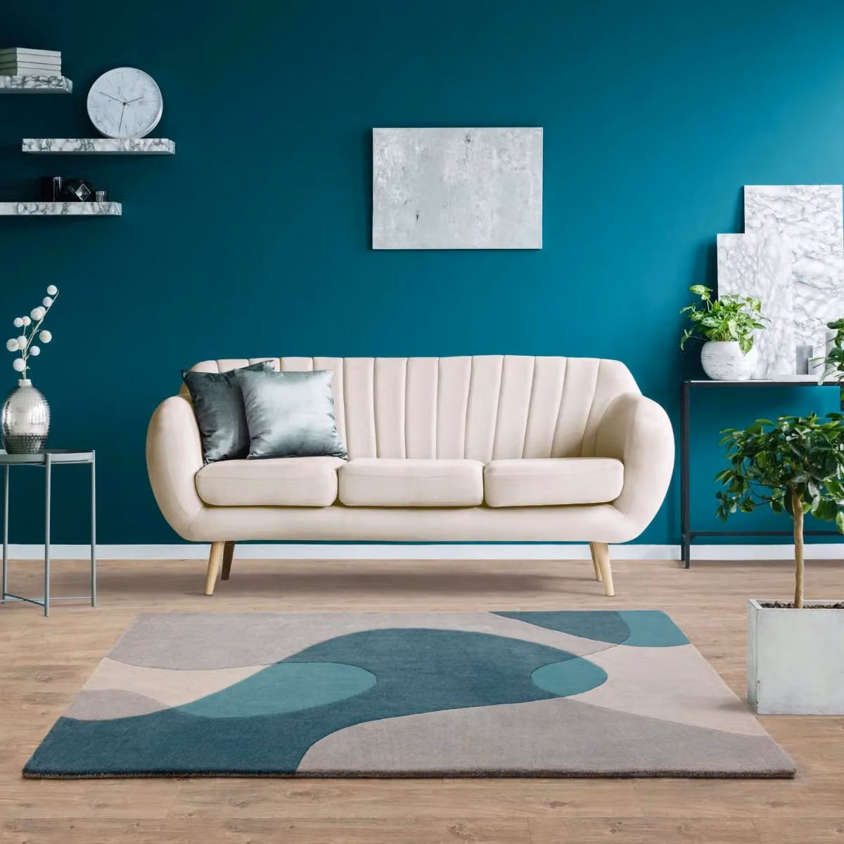 The Rug Shop UK Petrol Teal Handmade Modern Abstract Area Rug, W: 160 cm, D: 230 cm – 2