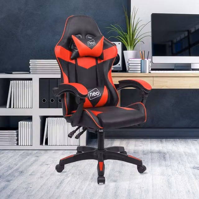 Neo Sport Racing Gaming Office Chair in Red and Green with Synthetic Leather and Headrest