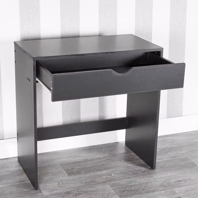 URBNLIVING Multi-Functional Black Wooden 1 Drawer Vanity Dressing Table and Computer Desk