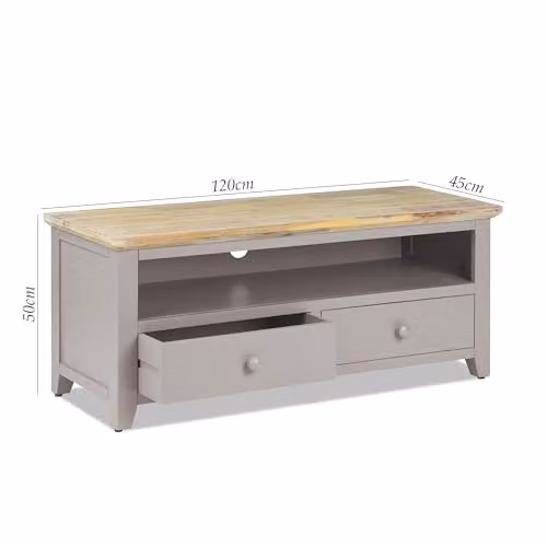 Statement Furniture Florence TV Unit Stand in Truffle with 2 Drawers and Shelf, W: 120 cm, D: 45 cm, H: 50 cm