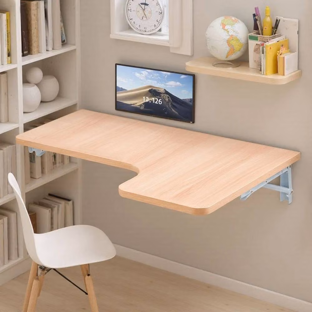 FLAVORA Walnut Wall Mounted Drop Leaf Table and Writing Desk – 2