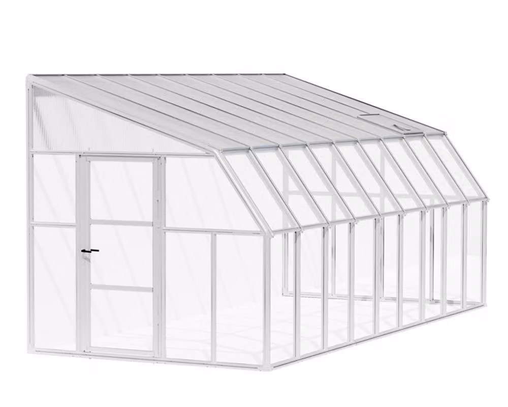 Palram Lean To Greenhouse Sun Room in White, W: 257 cm, D: 570 cm, H: 266 cm – 3