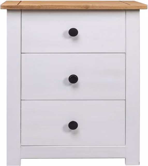 Berkfield Home Panama Range Modern White Pinewood Bedside Cabinet W/D/H: 46 x 40 x 57 cm