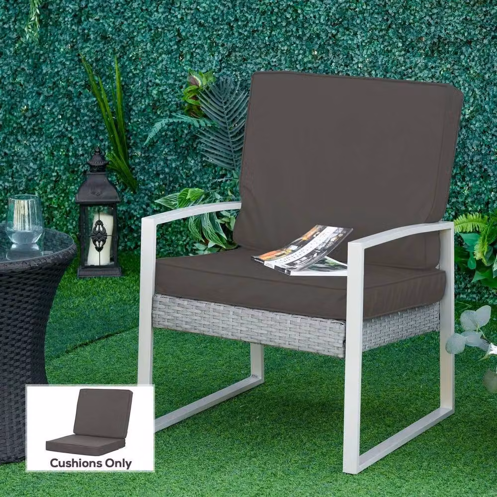 NESTLUNE Outdoor Seat and Back Cushion Replacement Set, Dark Grey, W: 100 cm, H: 15 cm – 2