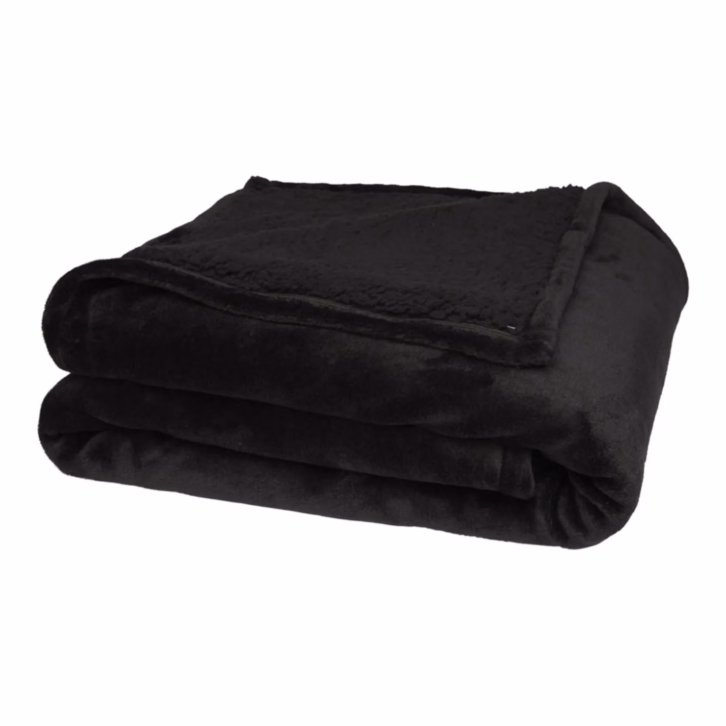 Floso Black Fluffy Sherpa Fleece Blanket, W/D/H: 152 x 126 x 1 cm – 2
