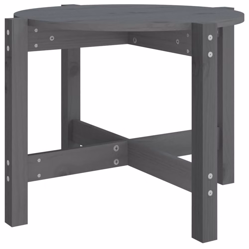 Berkfield Home Beautiful Round Coffee Table in Grey Solid Pine, Diameter: 62.5 cm, Height: 45 cm – 2