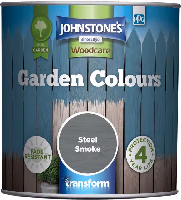 Johnstone's Garden Colours Exterior Wood Paint, Steel Smoke, 1L – 2