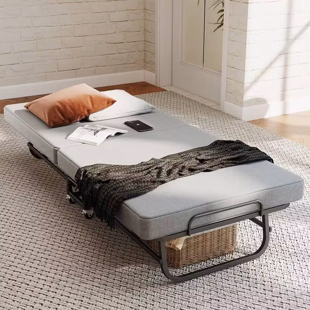 Ventryn Adult Folding Rollaway Bed with Grey Memory Foam Mattress and Wheels, W/D/H: 80 x 190 cm – 3