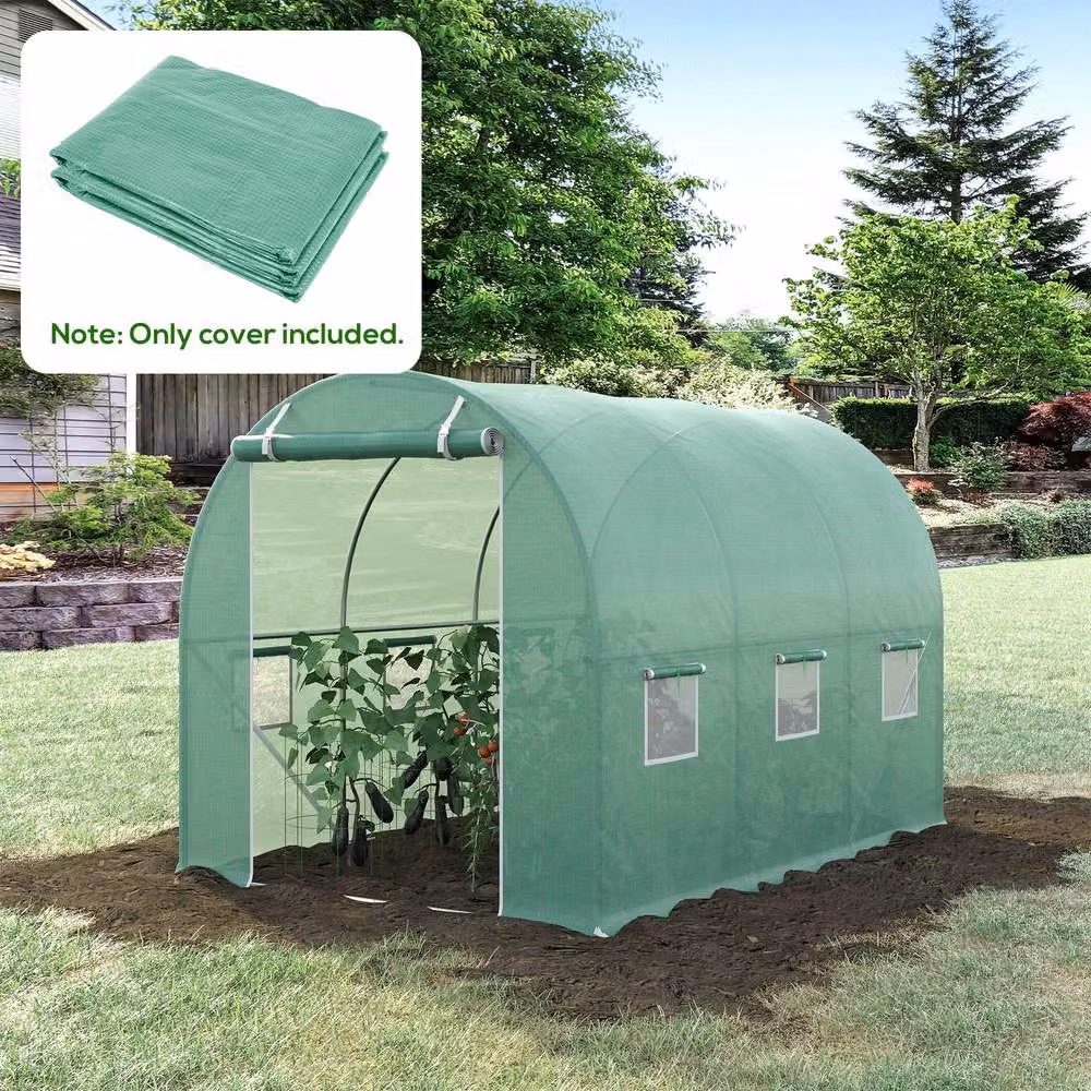 STILVORA Green Greenhouse Replacement Plastic Cover with Roll-Up Windows, W: 300 cm, D: 200 cm, H: 200 cm – 3
