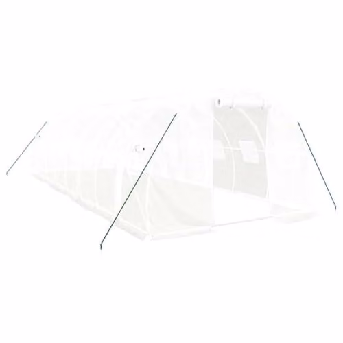 vidaXL Greenhouse with Steel Frame in White, 24 m², W: 8 m, D: 3 m, H: 2 m