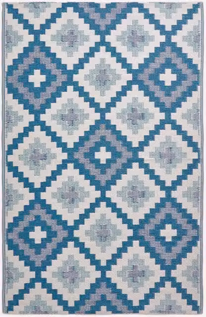 Homescapes Blue Mia Aztec Reversible Outdoor Rug, Woven Polypropylene, 180 cm