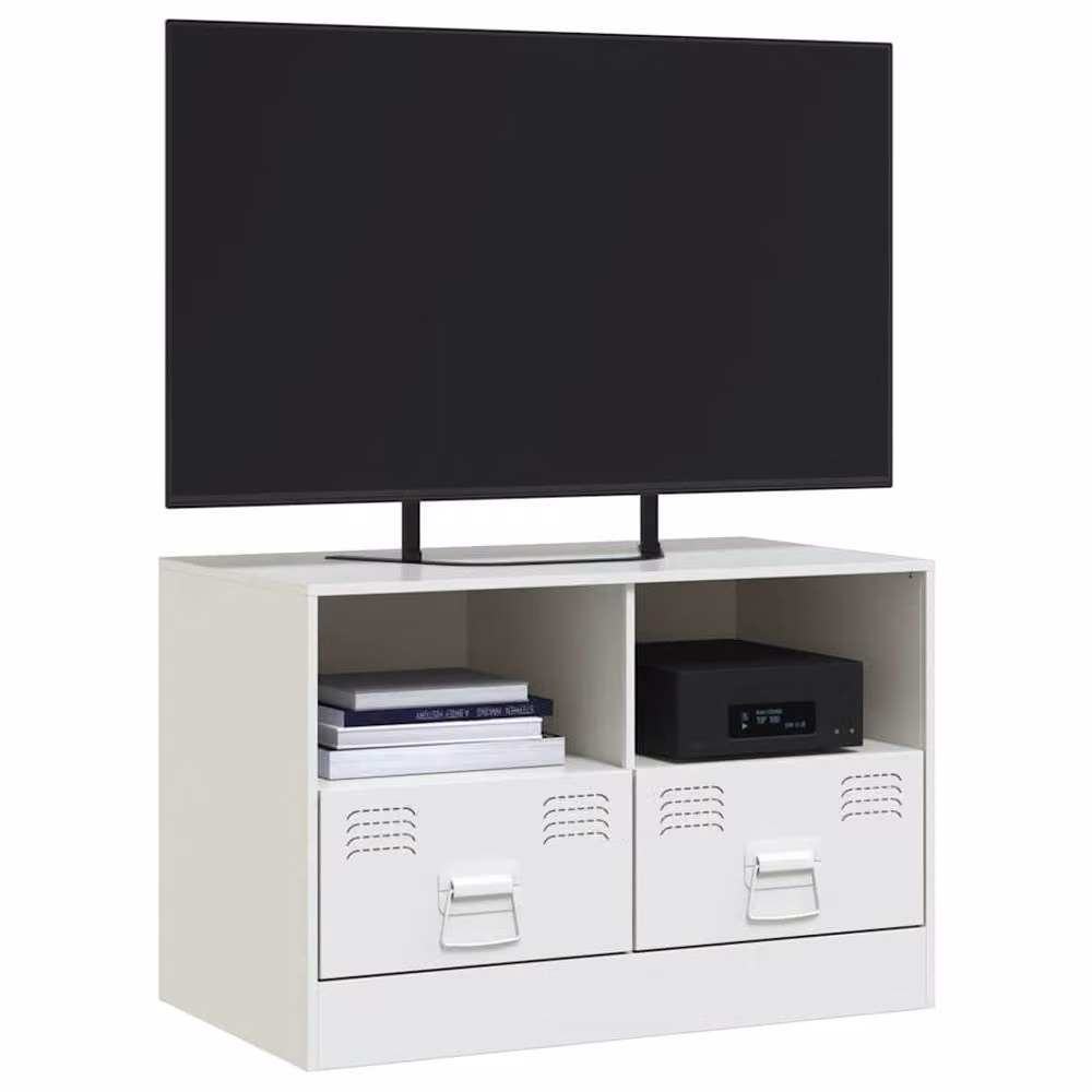 Berkfield Home White Metal TV Cabinet W: 67 cm, D: 39 cm, H: 44 cm – 4