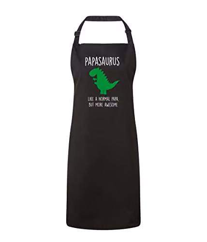 60 Second Makeover Papa Dinosaur Cotton Apron in Black – 3