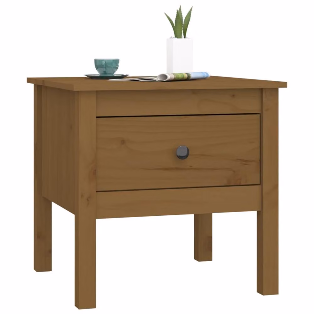 Berkfield Home Rustic Solid Wood Pine Side Table, Honey Brown, W: 50 cm, D: 50 cm, H: 49 cm – 3