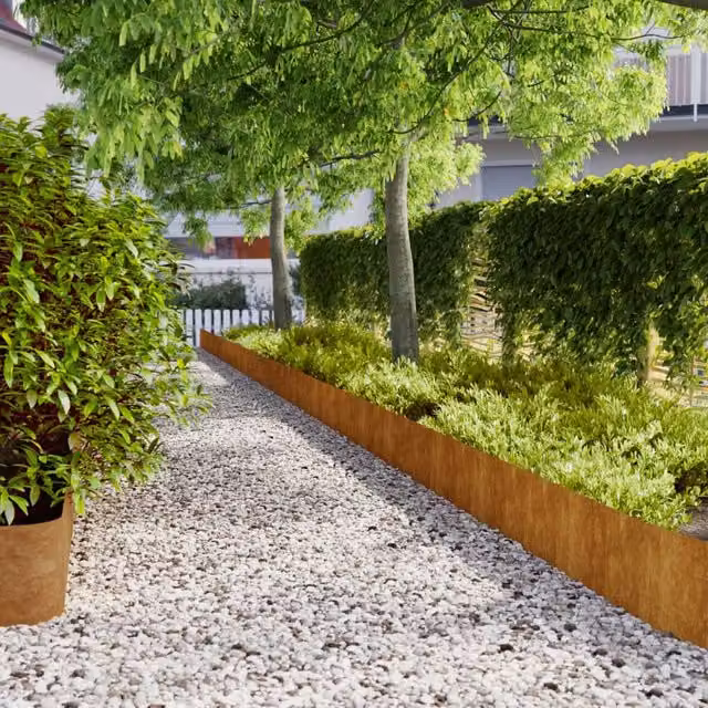 Berkfield Home Flexible Corten Steel Lawn Edgings, 10 Pieces, Brown, H: 25 cm x W: 103 cm