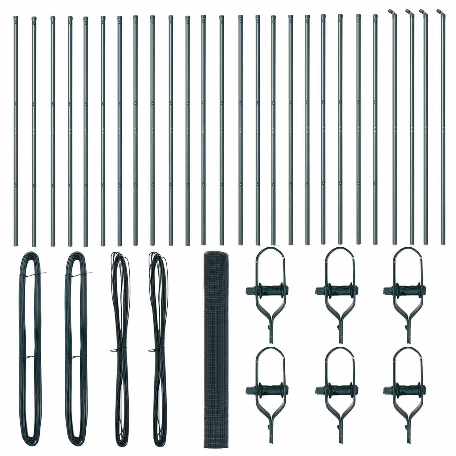 Berkfield Home Green Powder-Coated Steel Welded Wire Fence with 13 Posts, 1 x 50 m – 2