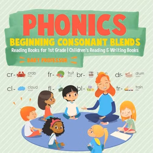 Baby Professor Phonics Beginning Consonant Blends Reading and Writing Book for 1st Grade Children, Multicolour