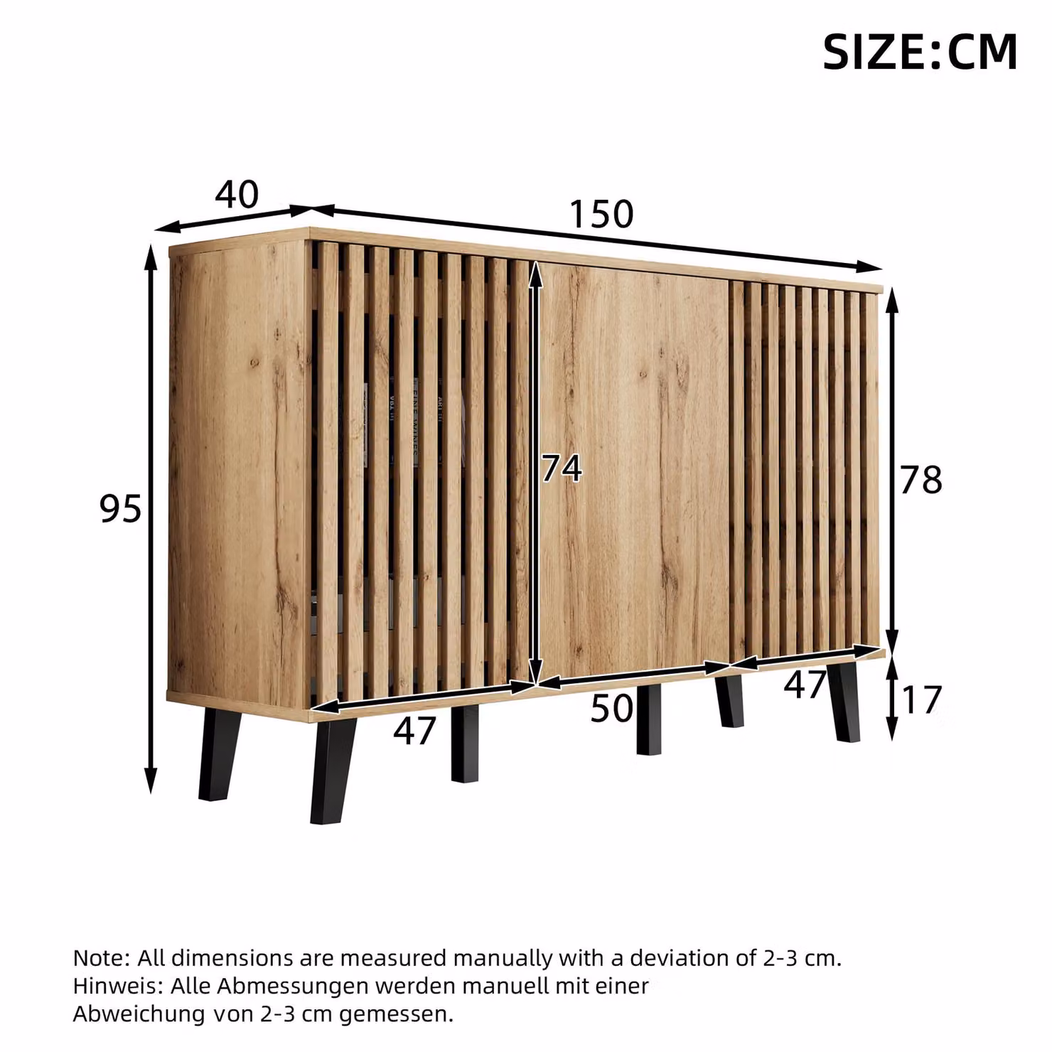 Aosom UK Modern Vintage Sideboard with Openwork Wooden and Panel Doors, 6 Compartments, W: 40 cm, D: 40 cm, H: 95 cm – 3