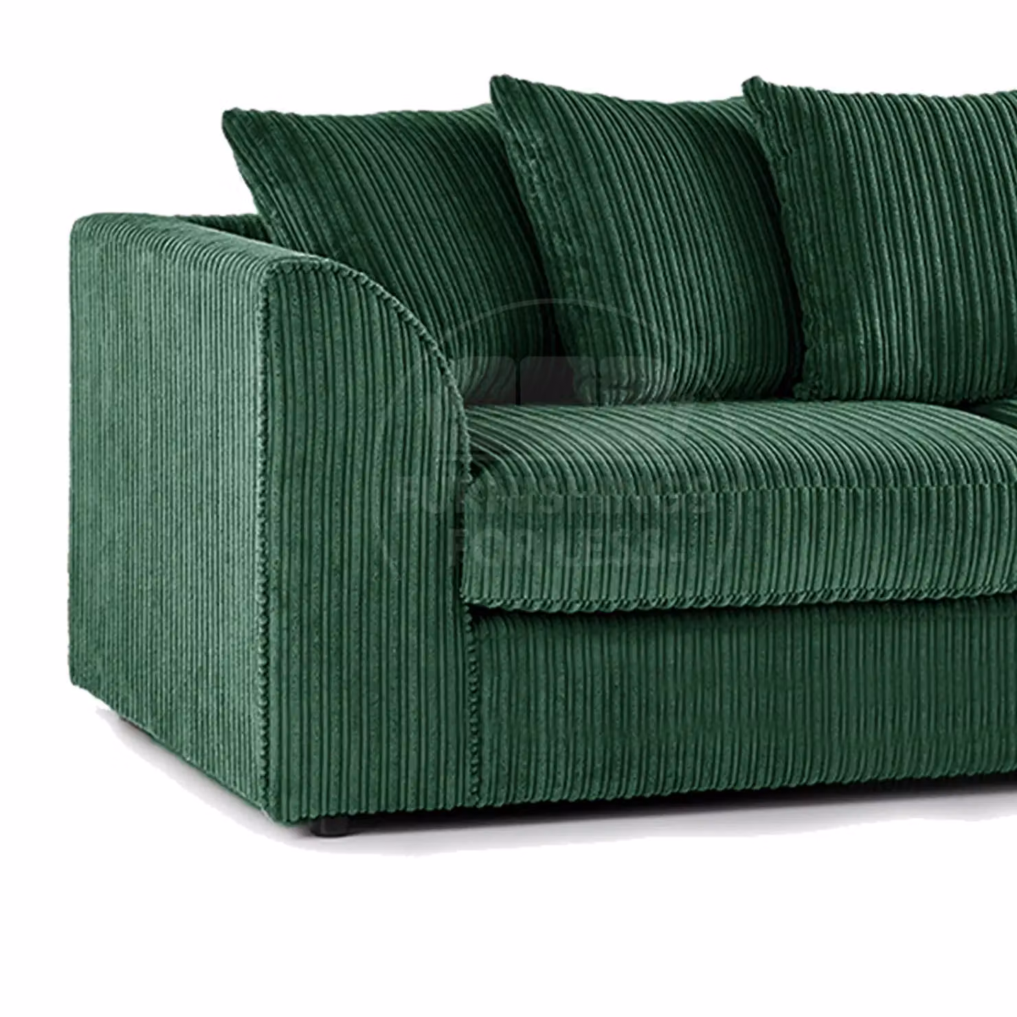Furnishings For Less UK Luxor 3 Piece Sofa Suite in Green Jumbo Cord Fabric with Scatter Cushions – 3