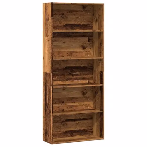 vidaXL Book Cabinet in Old Wood Brown, W/D/H: 80 x 30 x 189 cm