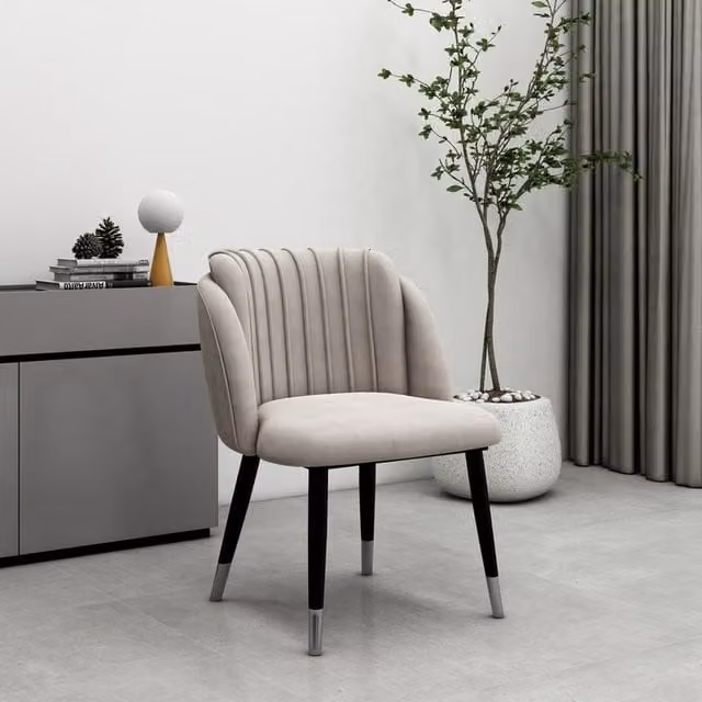 Life Interiors Milano Velvet Dining Chairs, Set of 4, Grey with Silver End Caps