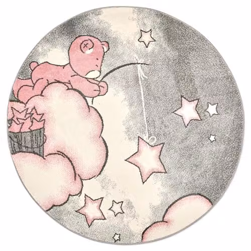 Bravich LTD Pink Baby Bear and Stars Round Kids Rug, Diameter: 120 cm