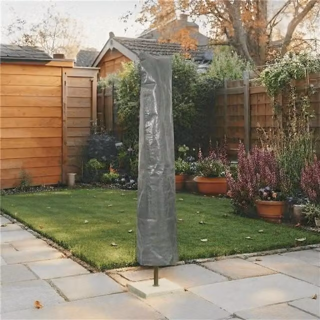 Home Source Heavy Duty Waterproof UV Resistant Parasol Protective Cover, Grey, W/D/H: 160 x 160 x 24 cm