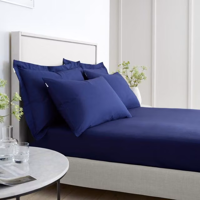 Bianca 200 Thread Count Cotton Percale Extra Deep Fitted Sheet, Blue