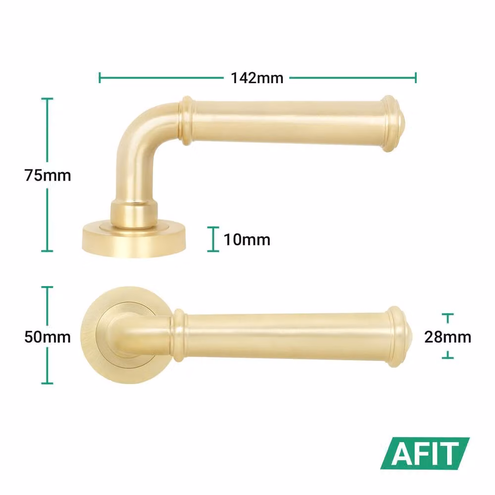 AFIT Satin Brass Internal Lever On Rose Door Handle in Gold – 3