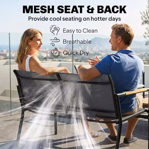 Outsunny 4 Seater Grey Polyrattan Garden Furniture Set with Outdoor 2 Seater Sofa, Lounge Armchairs and Coffee Table – 4