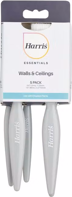 Harris Essentials Walls and Ceilings Brushes, Pack of 5, Grey