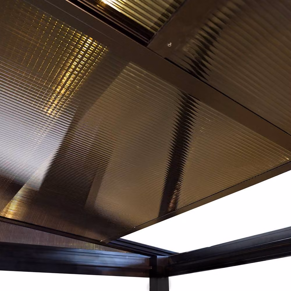 Sojag Sutton Brown Aluminium Lean-to Patio Cover, W: 366.5 cm, D: 298.5 cm, H: 243 cm – 3