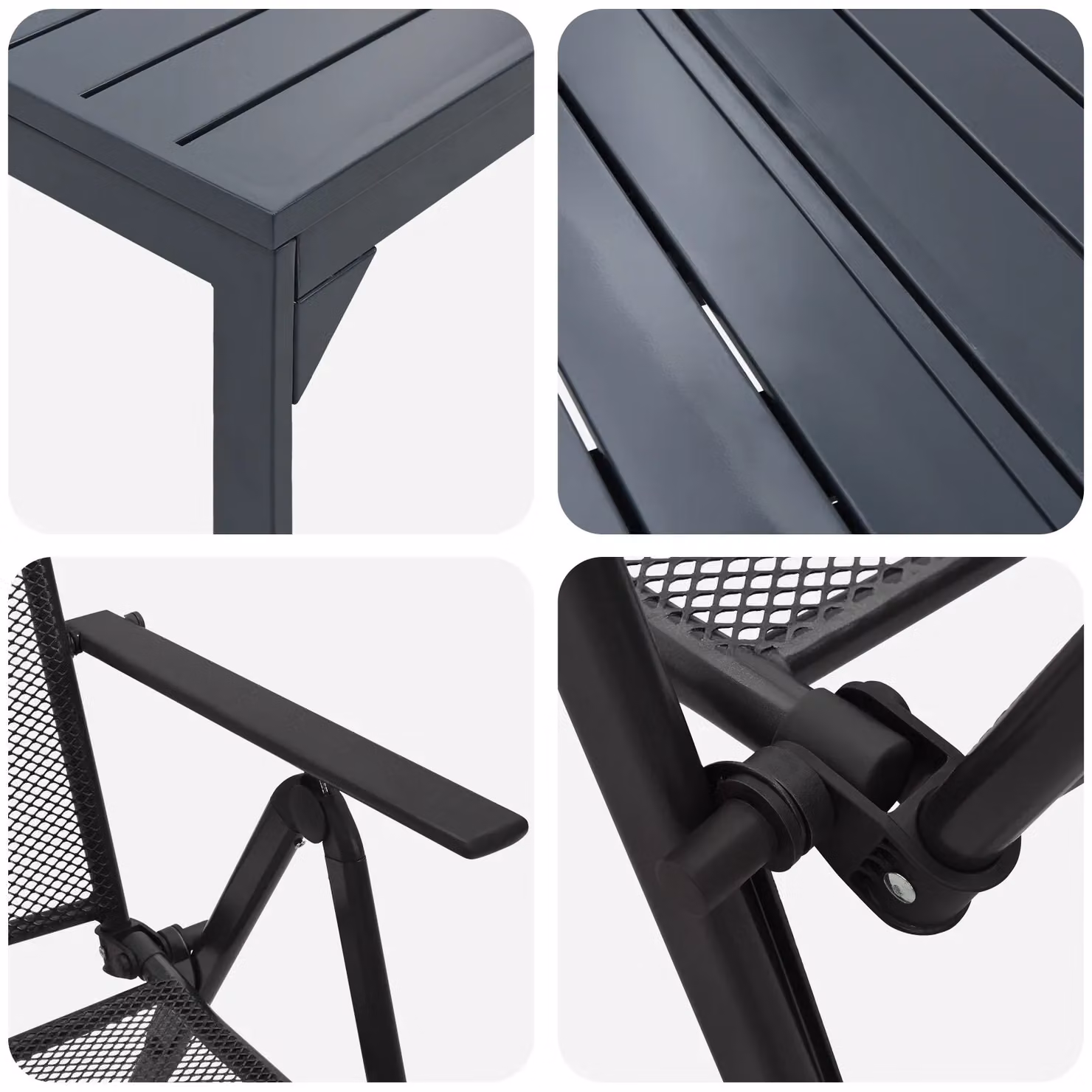Berkfield Home 9 Piece Modern Anthracite Metal Garden Dining Set – 3