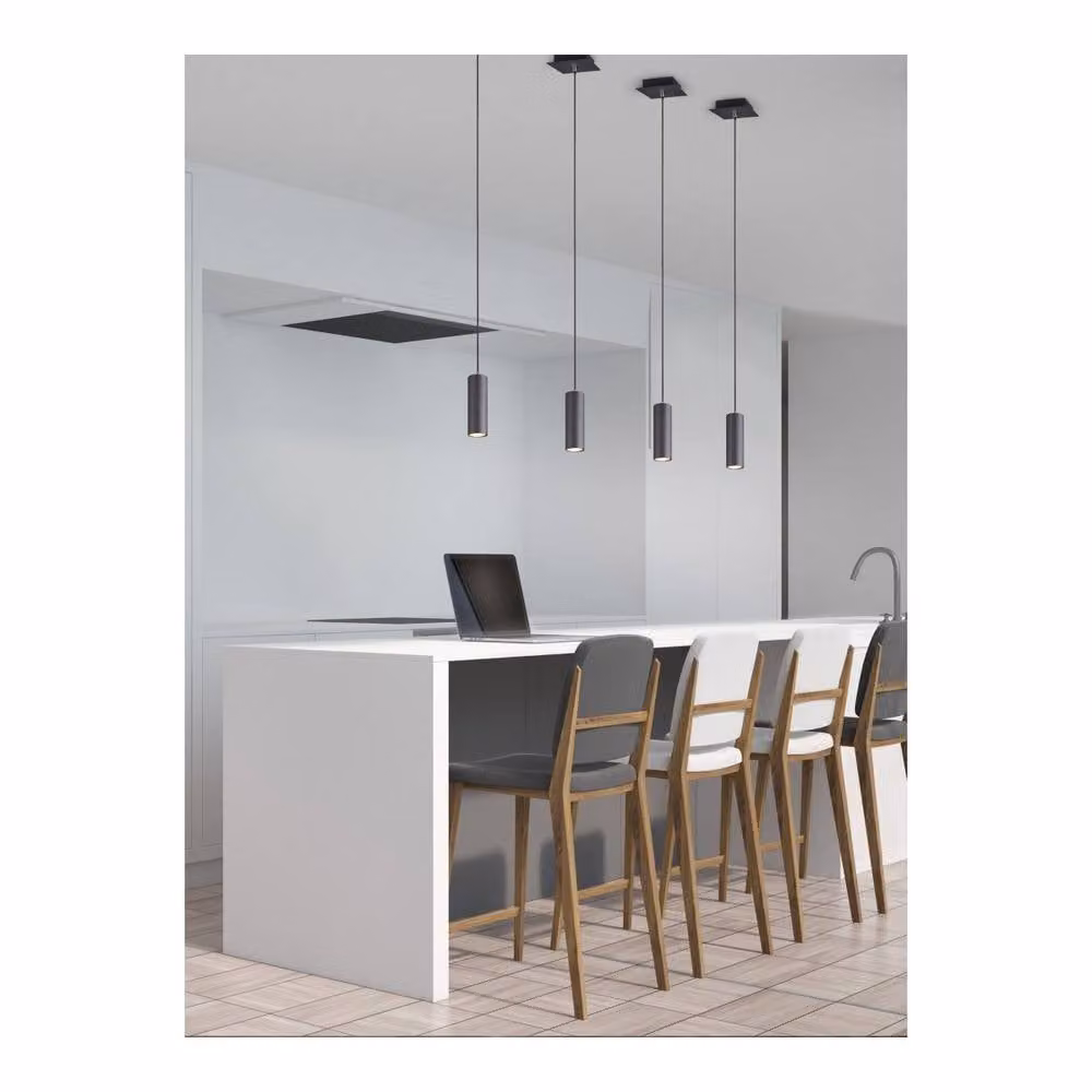 Trio Leuchten Marley Modern Cylinder Pendant Light, Black Metal, 1 x GU10 – 3