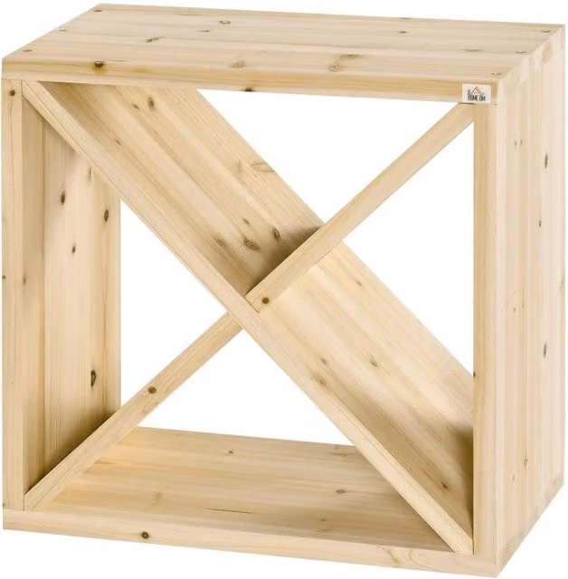 KORVIXA 24 Bottle X-cube Wine Rack in Natural Pine Wood, W/D/H: 100 x 100 x 100 cm