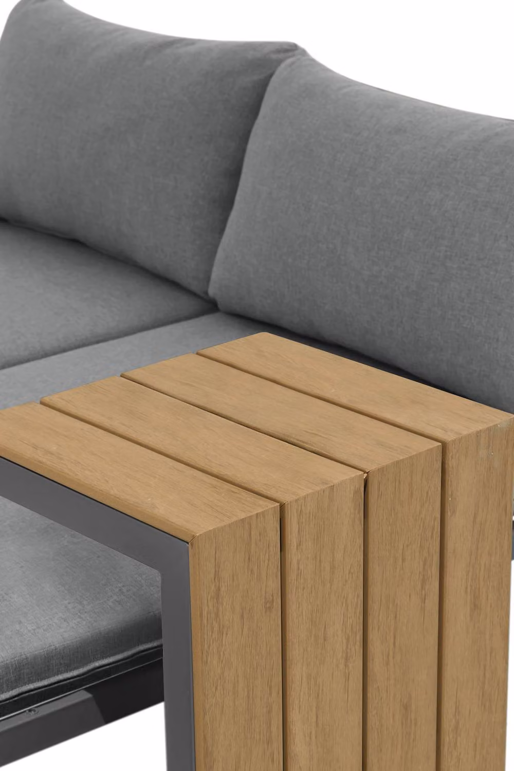 More4Homes Tampa L-Shape Garden Corner Sofa Set with Coffee Table in Grey and Beige – 5