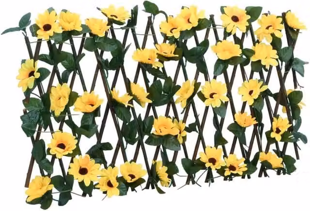 Berkfield Home Artificial Ivy Trellis Expandable Wall-Mounted Hedge, 5 Pieces, Yellow and Green, W: 180 cm, H: 20 cm – 1
