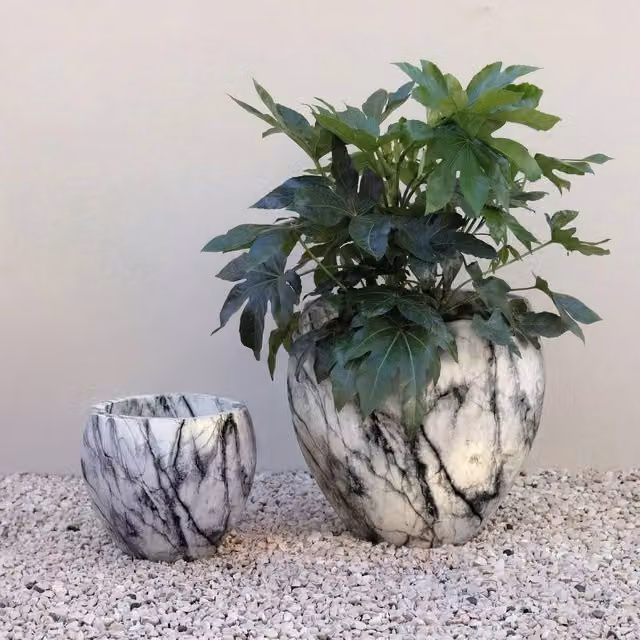 Primrose Martino Grey Marble Effect Concrete Planter Tub – 1