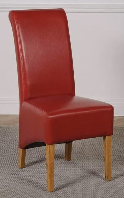 Thats Furniture Montana Red Leather Dining Chairs with Oak Legs